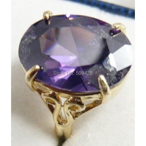 XFS20141er>Jewellery purple crystal ring women size 7-9