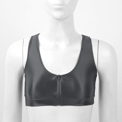 Womens Exotic Tanks Front Zipper Short Tank Top Bralette Sleeveless Bra Tops Vest for Lingerie Yoga Fitness Dancewear