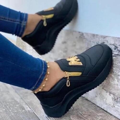 2021 Summer Canvas Women Sneakers Chunky Solid Platform Shoes Thick Bottom Zipper Womens Vulcanized Shoes Ladies Sneakers