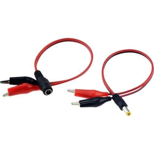 1PCS 2 Alligator clip to 1 Male or Female DC Power Plug Connector Adapter 25CM Wire DC 5.5*2.1mm Clips Crocodile Test Leads