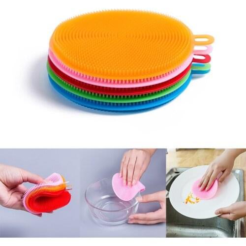 1pc Silicone Dish Cleaning Brush Dishwashing Sponge Multi-functional Fruit Vegetable Cutlery Kitchenware Brushes Kitchen Tools
