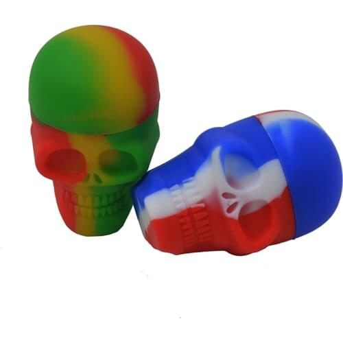 2pcs Non-stick 15ml Bho Skull Silicone Wax Container Heat Resistant Multi Use Storage Dab Slick Oil Jar Assorted Random Color
