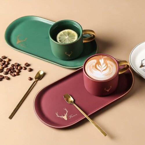 2019 Nordic Ceramic Coffee Cup Sets European-style Luxury Colorful Hand Painted Afternoon Tea Set Cafe Household Tea Mug