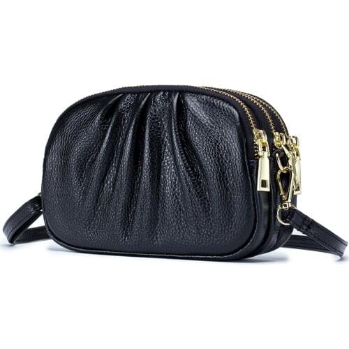 2021 New Fashion Genuine Leather Cross-body Bag Unisex Shoulder Bags Leisure Solid Color Zipper Large Capacity High Quality