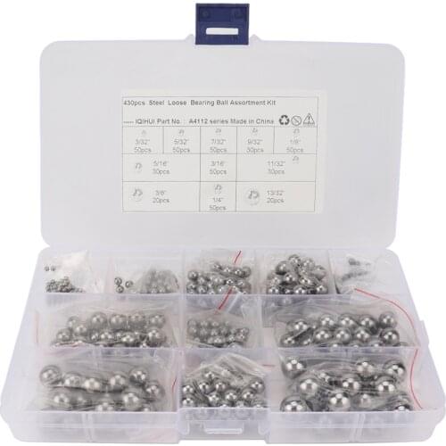 430pcs/lot Assorted Precision Steel Bearing Balls 11 Sizes 1/8 3/8 3/16 3/32 7/32 1/4 inch Grade 25 High Precision Smooth Ball