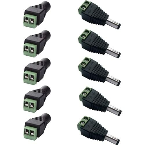 5 Male and 5 Female Power Connector 5.5mm x 2.1mm Power Jack Socket for 5050 2835 3528 Led Strip CCTV Security Camera AC to DC P