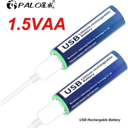 PALO 1.5V AA USB Rechargeable Battery Li-ion High Capacity 2800mWh aa lithium Battery For Remote control ,Wireless mouse