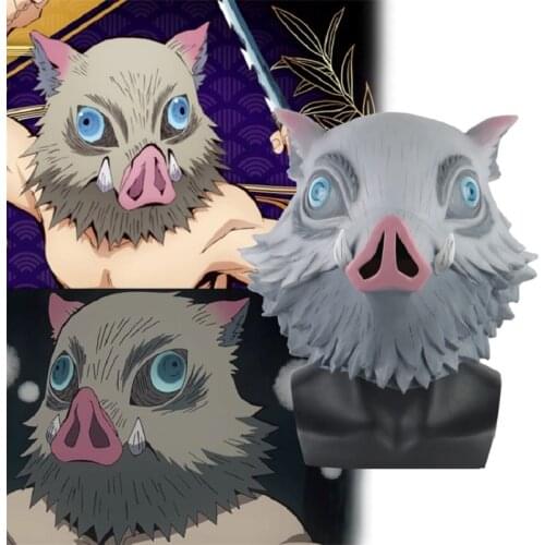 Unisex Anime Cartoon 3D Demon Slayer Hashibira Inosuke Funny Halloween Masquerade Mask Facepiece Headgear Prop Gift