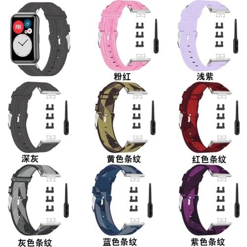 Fashion Nylon Watch band For Huawei Watch Fit Strap Original Smartwatch Canvas Wrist strap Belt bracelet with tool Accessories