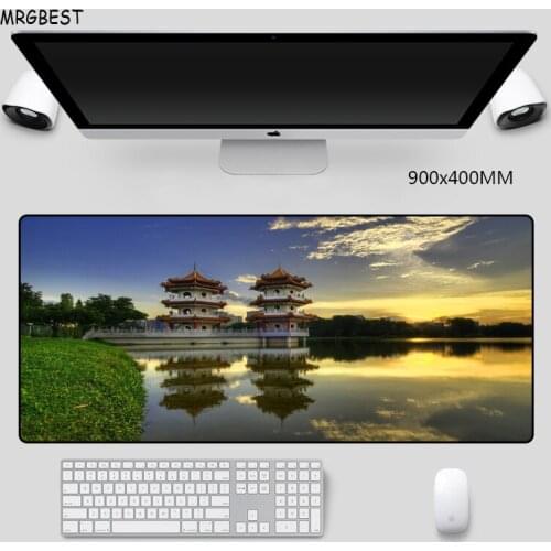 MRGBES Large Mouse Pad City Water Grass Photo Precision Hemming Nature Anti-slip Rubber Mats Material Waterproof for Dota Gamer