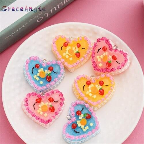 10pcs Love heart Cake Fruit Necklace Charms Food&Beverages Jewelry Charms Doll keychain Keychain Necklaces Bracelets Bangle Gift