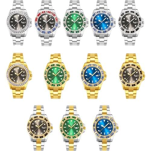 D&Z New Masculino Men Iced Watches Bracelet Stainless Steel Luxury Famous Top Brand Mens Fashion Quartz Wristwatches Gift