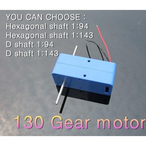 130 Gear motor Double shaft BLUE GEARBOX 3MM shaft DIY model making(Hexagonal shaft 1:94 or Choose other)