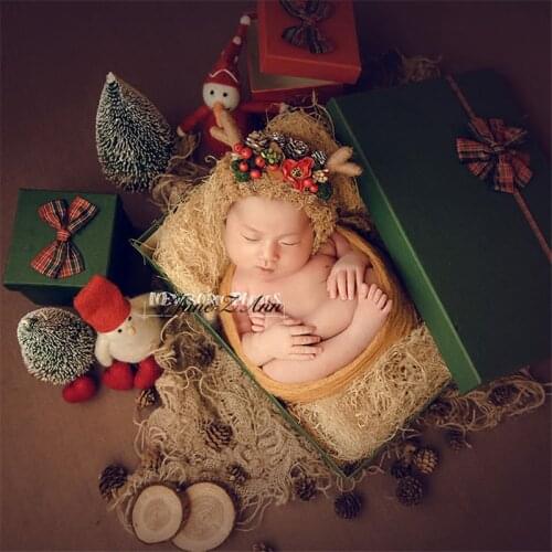 Jane Z Ann Newborn baby Christmas Elk Theme costume infant deer Photography Props studio shooting accessories
