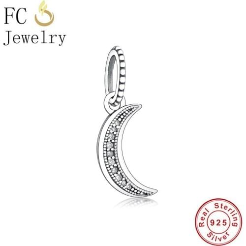 FC Jewelry Fit Original Brand Charm Bracelet Real 100% 925 Sterling Silver Small Moon Mix Zircon Bead For Making Berloque 2020