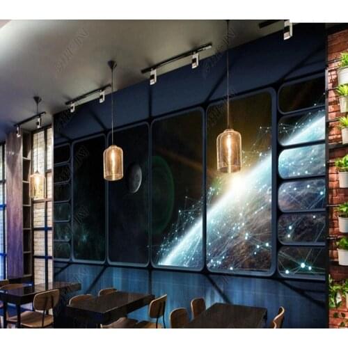 Papel de parede Spaceship hatch sci-fi scene bar KTV wallpaper mural,living room home decor