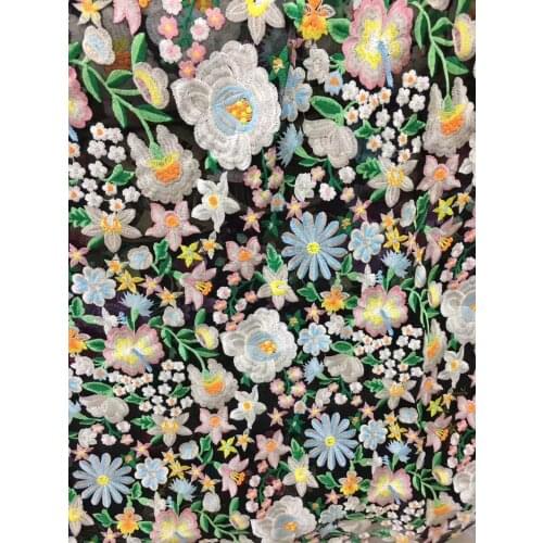 French lace fabric white Cotton embroidered applique High-end wedding dress accessories Handmade DIY