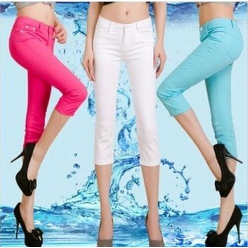 Hot! candy color capris plus size capris basic shorts female trousers womens summer Stretch jeans
