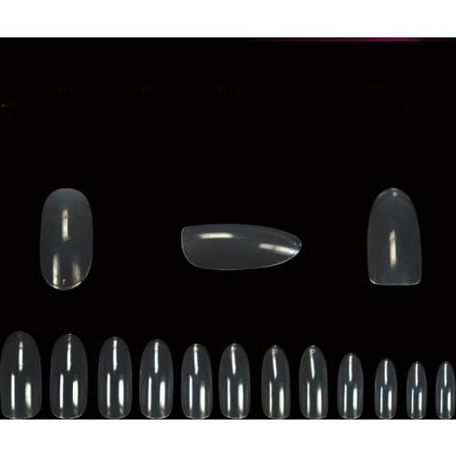 JEARLYU 500pcs+100 pcs Artificial Transparent Round Fake Nails Full Cover False Stiletto Salon Acrylic Nail Art DIY Faux Ongles