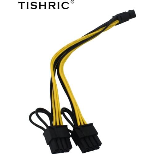 TISHRIC PCI-E PCIE Miner Riser Cable 6pin to Dual 8pin Power Cord for Mining CPU Power Supply Splitter Cable 6Pin + 2Pin 22CM