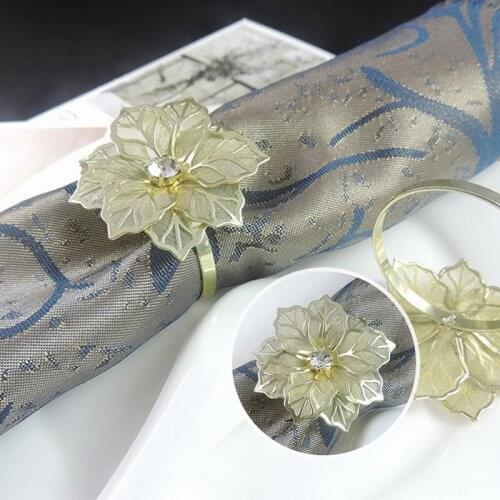 6Pcs Napkin Rings With Hollow Out Flower For Wedding Dinner Party Birthdays Family Gatherings Table Decor Napkin Holder