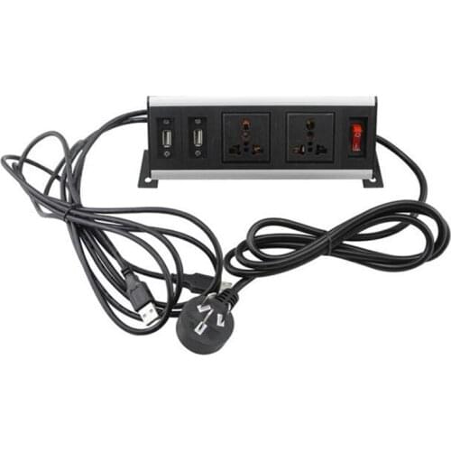 Multipurpose Office Table Mounted Power Outlet Electric Power Strip Socket 2 AC Universal Plug Power, 2 USB Data ,Switch