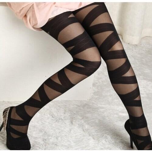 Fashion Womens Lady Girls Black Sexy Fishnet Pattern Jacquard Stockings Pantyhose Tights Styles Woman 1pcs dww29