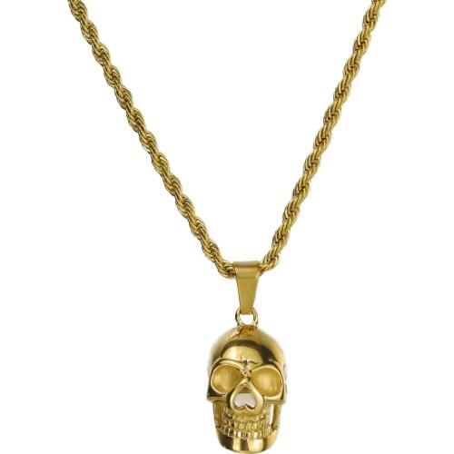 Rock Punk Street style stainless steel skeleton skull charms Pendant men Necklace Twist chain Necklaces Pendants for men jewelry