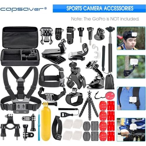 Capsaver 58 in 1 Gopro Kit Motion camera Accessories Set for gopro8-1 hero Black Max Go Pro Session Kit Sport Camera fitting