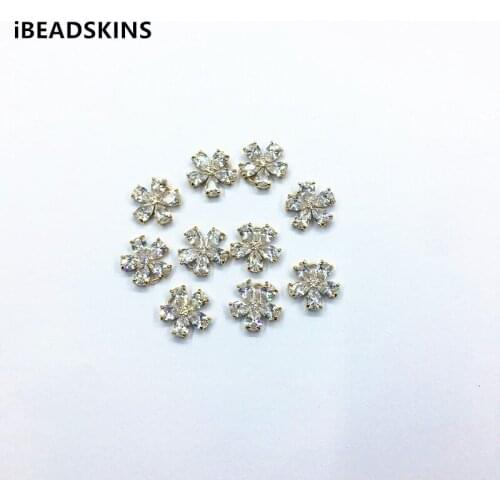 New arrival! 14x14mm 30pcs/lot Zircon Flower shap charm/Connectors for Necklace,Earrings parts,hand Made Jewelry DIY