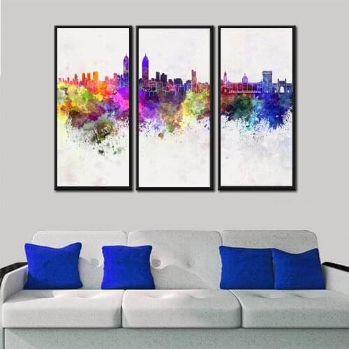 New York Skyline Cityscape Architecture Abstract Wall Art Canvas Print Building Landscape Oil Painting Wall Pictures for Home