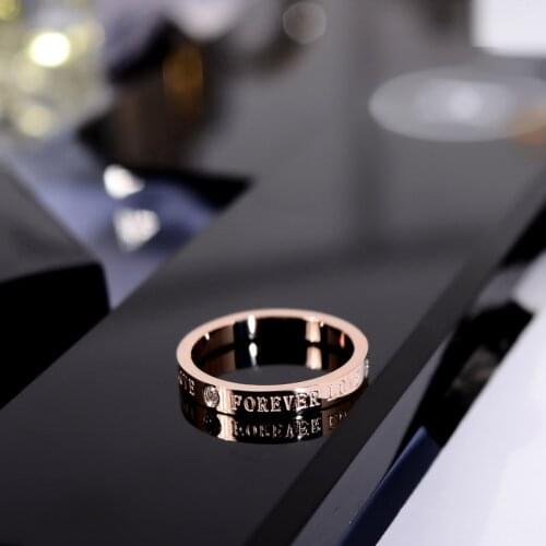 YUN RUO Love Forever Couple Rings Rose Gold Color Fashion Titanium Steel Jewelry Birthday Gift Woman Never Fade Drop Shipping