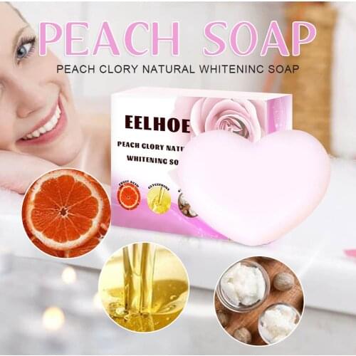 Peach Soap Bar Body Cleansing Soap Remove Dark Spots Reduce Acne Mites Skin Whitening Soap for Soft Smooth Skin
