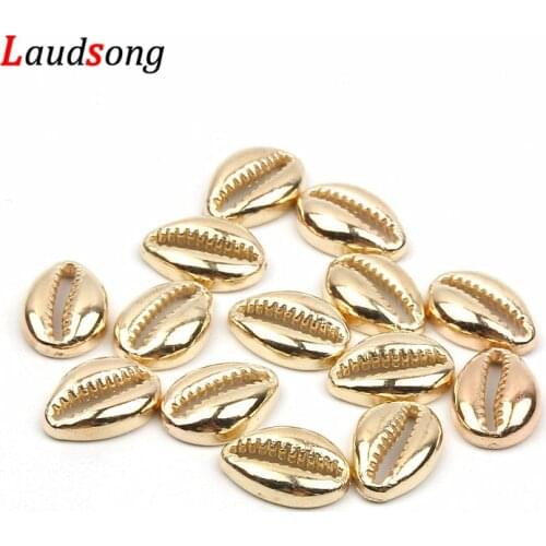 50pcs/lot Plastic Shells Connect Golden Charms Beads For DIY Bohemia Jewelry Bracelet Necklace Making Accessories