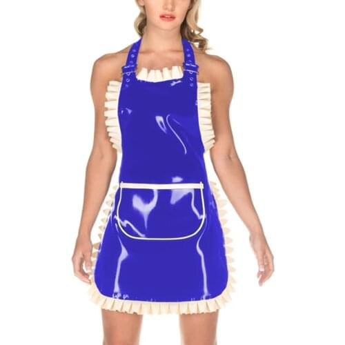 Maid Dress Ruffled Princess Apron Uniform PVC Siamese Dress Fashion Cosplay Costumes Plus Size 7XL Halloween Outfits for Women