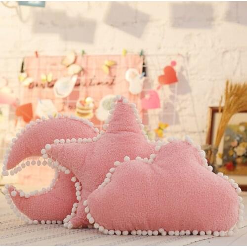 Plush Ball Pillow Pink/White Cushion Home Decoration Throw Pillow Star Moon Cloud Cushions Birthday Gift For Girl Room Decor