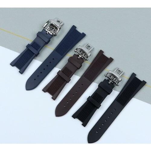 Top brand 25mm Rubber Silicone Watch Strap Black Folding Buckle Watchbands for PATEK PHILIPPE strap Nautilus Series Watchband