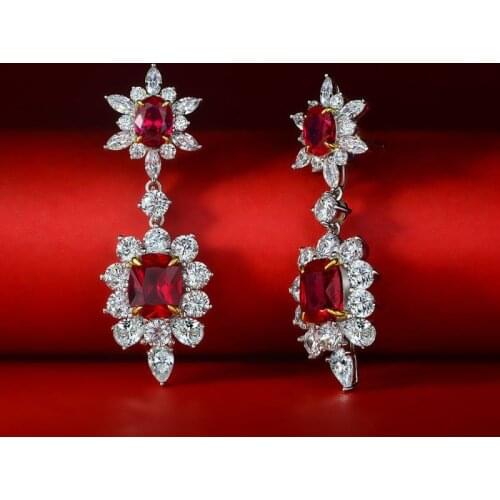Luxury High Carbon Diamond Dangle Earring For Women Wedding Engagement Ladies Earrings S925 Sterling Silver Jewelry Earrings