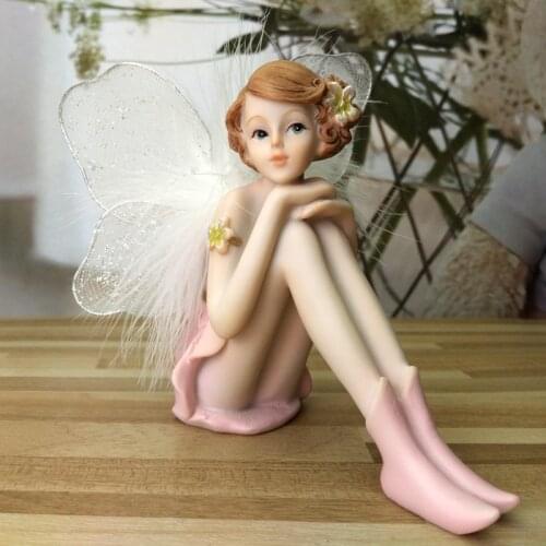 Pink Fairy Beautiful Girl Resin Crafts Angel Home Decor Mini Flower Fairy Statue Wedding Decor Birthday Gift