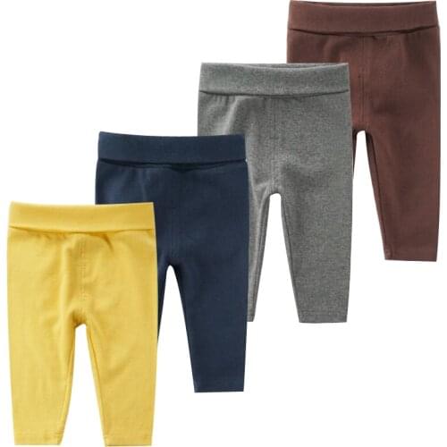 Infant Trousers Spring And Autumn New Baby Boys And Girls Pure Color High Waist Leggings Cotton Soft Outfit Pants For 0-24m Baby