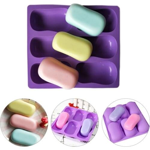 6Holes DIY Silicone Soap Mold 3D Handmade Soap Making Forms Mould Silicone Liquid Crafts Making Tools Rectangle Soaps Molds