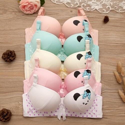 Wireless pure cotton training bra for teen girls kid solid yoga sport underwear for teenager thin cup bra top 32 34 36