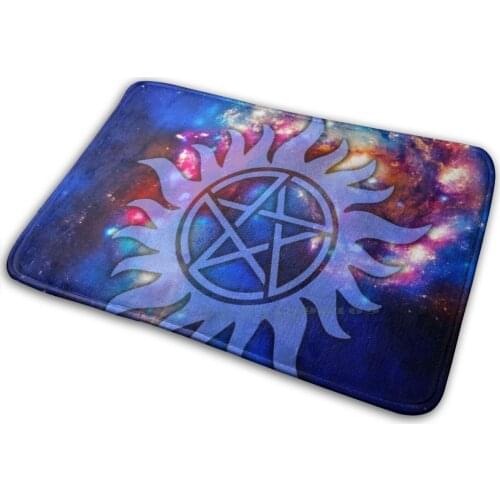 Supernatural Cosmos Mat Rug Carpet Anti-Slip Bedroom Entrance Door Mat Supernatural Occult Artistic Pentagram Cool Cosmic