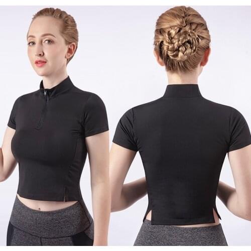 Yoga Top Long Sleeve Zipper Sexy V-neck Quick-drying Navel Sports T-shirt Running Top Female Gym Fitness Workout Shirt For Women