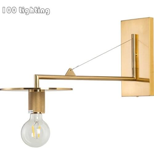 Vintage Parlor Wall Lights 180 Degree Rotation Gold/Black E27 Bedroom Dining room Wall Sconce Surface Mount Home Loft Wall Lamp