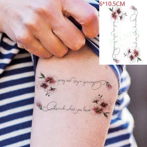 Waterproof Temporary Tattoo Sticker Cute English Letters Flowers Flash Tattoo Fake Tattoo Small Body Art for Women Men