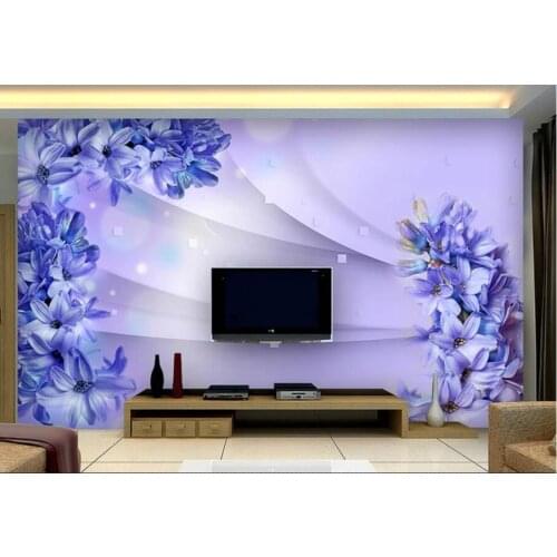 WDBH Custom photo 3d wallpaper Fantasy purple flowers background living room home decor 3d wall murals wallpaper for walls 3 d