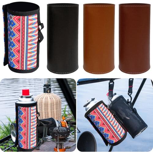 Gas Tank Protective Cover Long PU Outdoor Camping Fuel Cylinder Storage Bag Gas Canister Protective Cover Durable Canister Bag