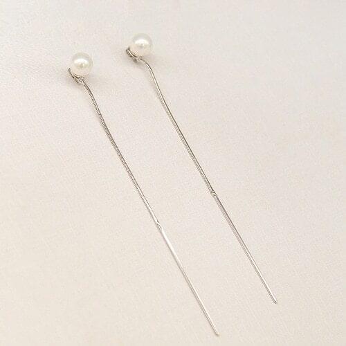 REETI 925 Silver Earrings For Women Long Tassel Earrings Ear Line pendientes Pearl Silver Earring Women Earrings