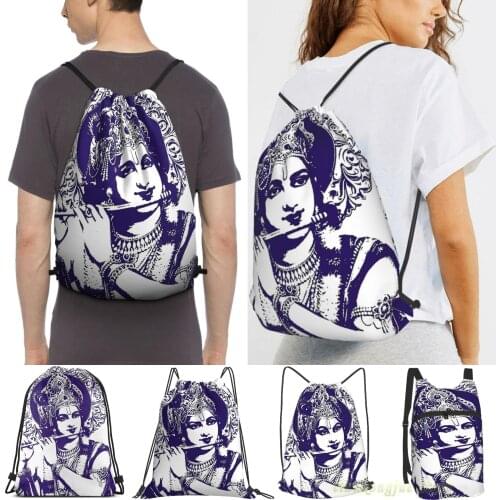 Lord Krishna Women Purpose Drawstring Backpack Bags Men Outdoor Travel Backpacks For Gym Training Swimming Fitness Bag